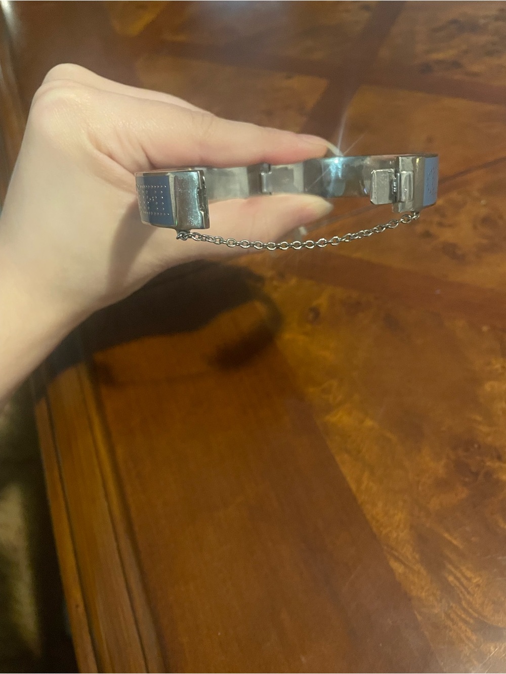 Coach Silver Blue Enamel Logo Bangle Bracelet - Picture 5 of 10